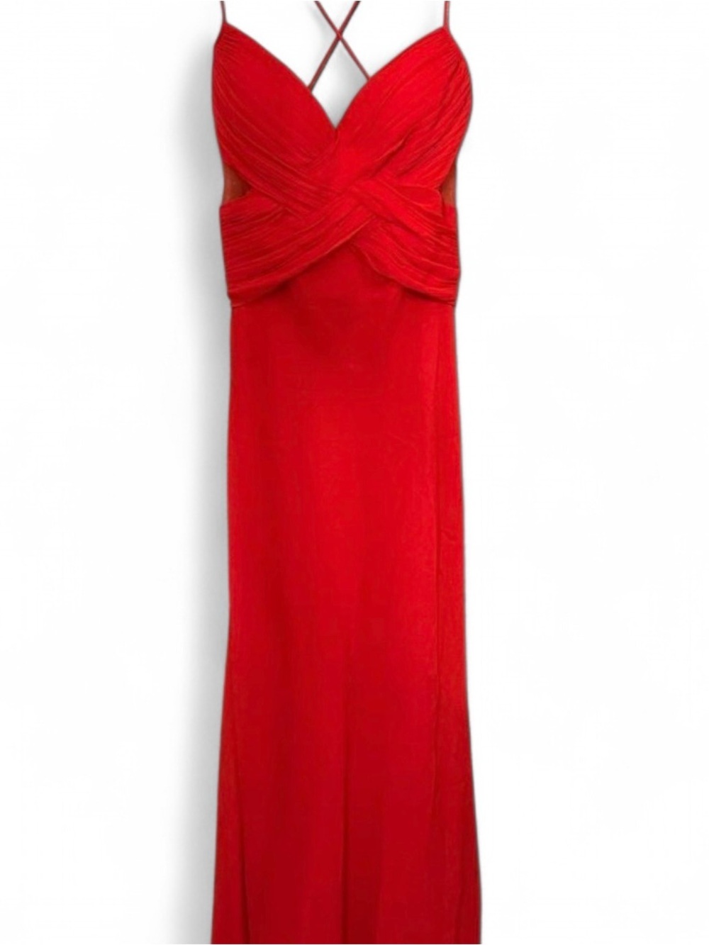 Cache Red 100% Silk Maxi Dress Twist-Front Evening Dress
